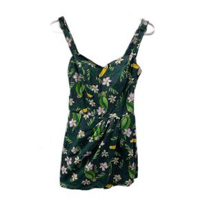 Collectif Mahina Playsuit Tropical Bird Toucan Green Small